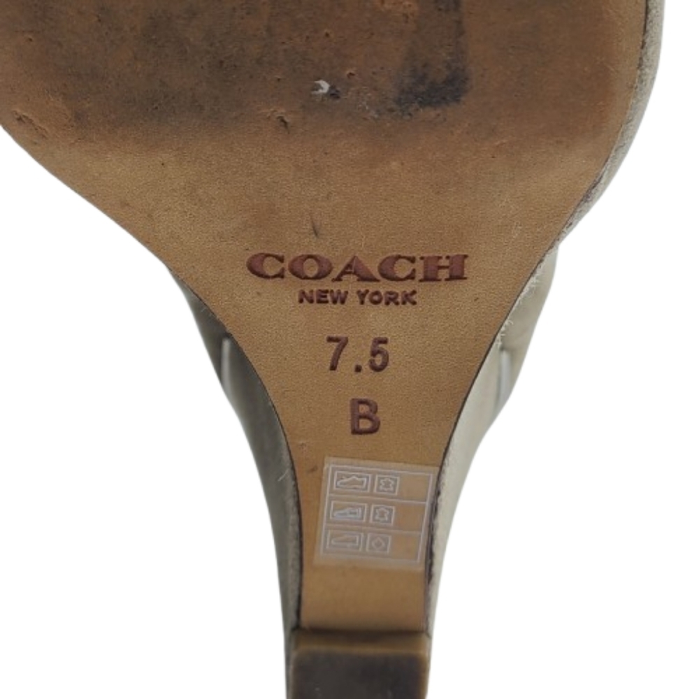Coach Oakdale Wedge Booties Size 7.5 Tan Suede Zipper Pointed Toe - Picture 15 of 16